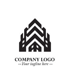 Building Logo Symbol in Black on the White Background with Modern Minimal Architecture Design