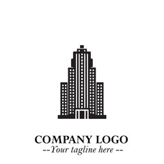 Building Logo Symbol in Black on the White Background with Modern Minimal Architecture Design
