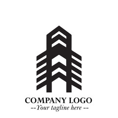 Building Logo Symbol in Black on the White Background with Modern Minimal Architecture Design