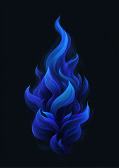 Blue flame vector illustration in flat style with dark and light blue tones, solid color background, minimal cartoon details, simple design, high resolution, clean and modern concept for energy 