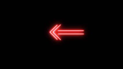 Neon arrow symbol icon illustration. Direction Arrow Symbol Pointing on black Screen background.