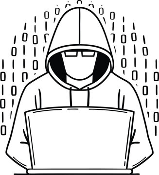 Hacker binary code silhouette logo isolated on transparent background