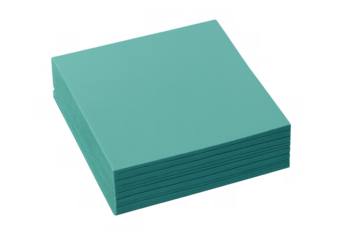 Teal sticky notes stack square memo paper pad on transparent background, organizing office work and reminders
