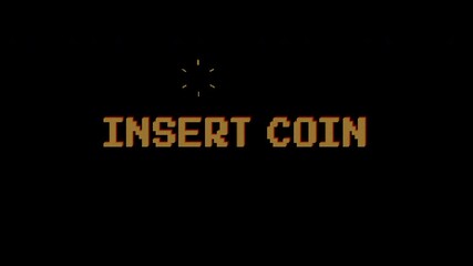 Insert Coin text animation on 8 bit retro game black background. 4k video. Suitable for your video game content, Vintage Arcade Games or Vintage Arcade Games. - Powered by Adobe