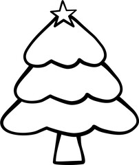 Doodle Christmas Tree Line Art Illustration