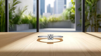 Diamond, engagement, ring, silver, minimalist, Elegant diamond engagement ring silver band