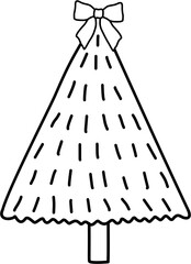 Doodle Christmas Tree Line Art Illustration
