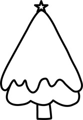 Doodle Christmas Tree Line Art Illustration