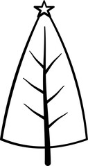 Doodle Christmas Tree Line Art Illustration