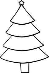 Doodle Christmas Tree Line Art Illustration