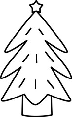 Doodle Christmas Tree Line Art Illustration