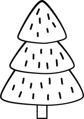 Doodle Christmas Tree Line Art Illustration