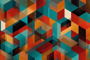 Fototapeta premium Geometric Abstract Pattern With Retro Color Palette