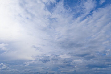 Fototapeta premium Overcast scene. Cloudy sky view. Cloud drifting. Cloudy atmospheric backdrop. Morning sky with cloud. Sky and cloud formation. Weather cloudscape. Sky filled with cloud. Cloudy backdrop