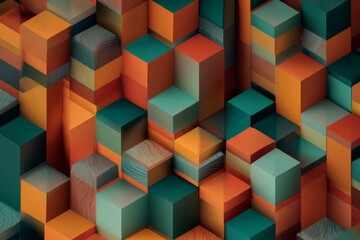 Obraz premium Abstract Geometric Construction of Colorful Cubes and Blocks