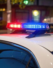 Police car lights on white car roof