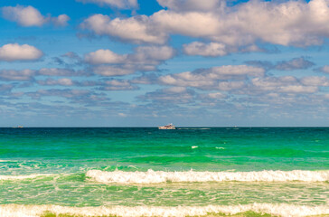 Calm horizon at sea. Romantic summer vacation seascape. Seascape horizon paradise. Sea sunrise on ocean beach. Sunset seascape at summer vacation. Horizon with sea cloudy sky. Stormy sea