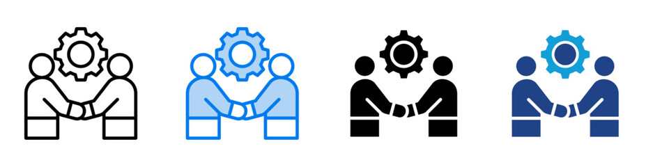Cooperation icon set multiple style collection