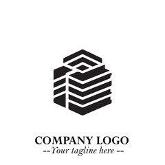 Building Logo Symbol in Black on the White Background with Modern Minimal Architecture Design