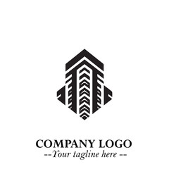 Building Logo Symbol in Black on the White Background with Modern Minimal Architecture Design