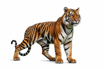 Obraz premium Great tiger isolated over white background. 3d rendering.