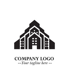 Building Logo Symbol in Black on the White Background with Modern Minimal Architecture Design