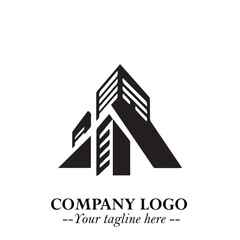 Building Logo Symbol in Black on the White Background with Modern Minimal Architecture Design
