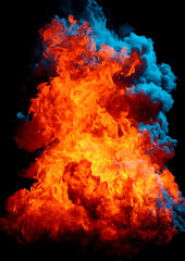 Colorful smoke and fire flames isolated on black and white backgrounds with red, blue, green, and orange tones, abstract wisps of color in air with space for text design