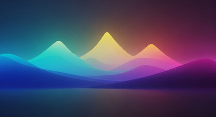 Abstract mountain landscape with vibrant neon colors and smooth gradients, creating a modern and futuristic background illustration