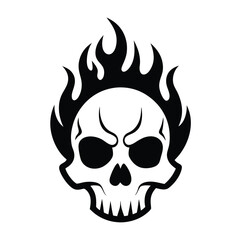 Fototapeta premium Scary skull with flames on a white background