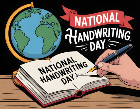 colorful vector art of hand writing in journal for national handwriting day
