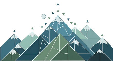 Abstract geometric mountain range illustration, featuring a modern design with triangles and a minimalist aesthetic for digital projects