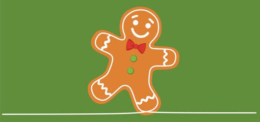 Happy Gingerbread Man with Bow Tie Illustration