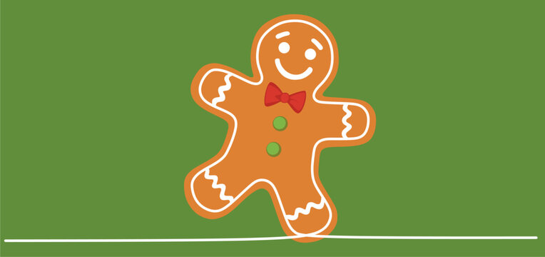 Happy Gingerbread Man with Bow Tie Illustration