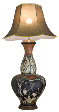 Ornate vintage table lamp with elephant motif
