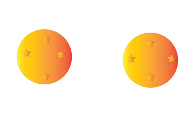 Two orange gradient spheres with stars inside isolated on white background
