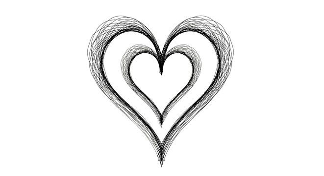 A beautiful hand-drawn illustration featuring three nested heart shapes, rendered with a delicate, textured sketch effect, symbolizing deep love and affection.