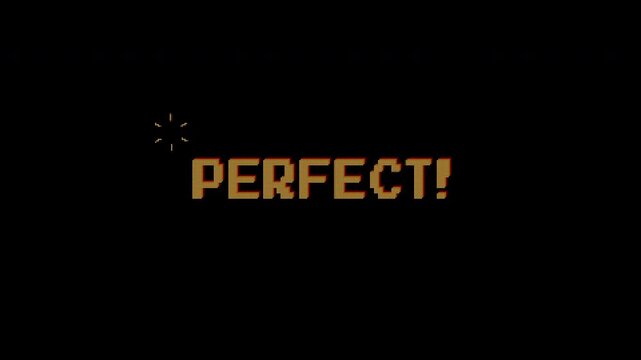 Perfect! text animation on 8 bit retro game black background. 4k video. Suitable for your video game content, Vintage Arcade Games or Vintage Arcade Games.