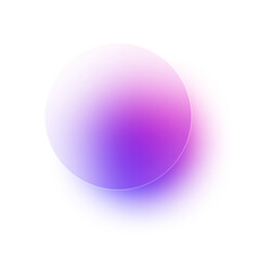 Abstract glass morphism circle element with blurred glowing pink and purple gradient