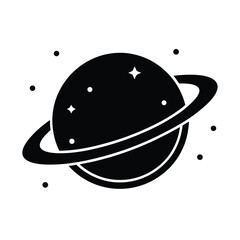 Minimal Planet With Rings Icon Vector Illustration