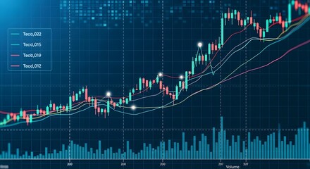 Stock market chart with uptrend financial data analysis for investment business and finance concept