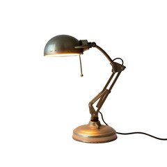 Vintage articulated desk lamp isolated on a transparent background