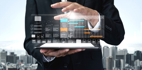 Project tracking system with Gantt chart and workflow elements for business scheduling and task management Parse