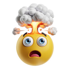 Exploding Head Emoji With Shocked Expression isolated on a transparent background