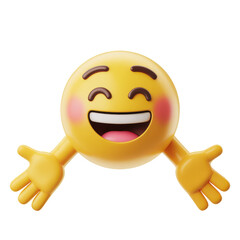 Yellow emoji with open arms isolated on a transparent background