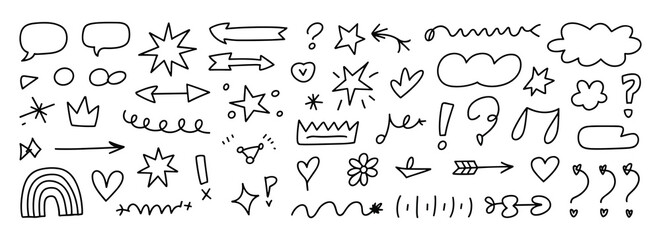 Hand Drawn Doodle Icons and Symbols Set sketch drawing