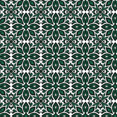 Green Geometric Floral Tile Seamless Pattern