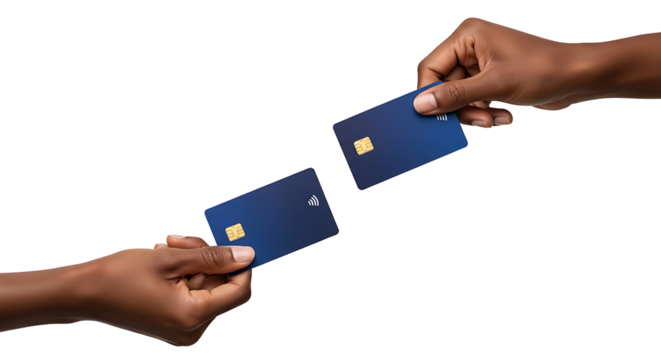 Contactless Payment with Credit Cards in Hands Business Finance Banking