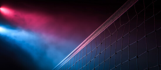 volleyball net with red and blue lighting versus concept