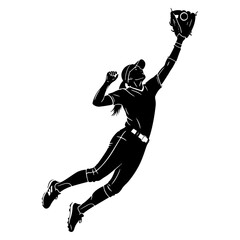 Softball player catching ball